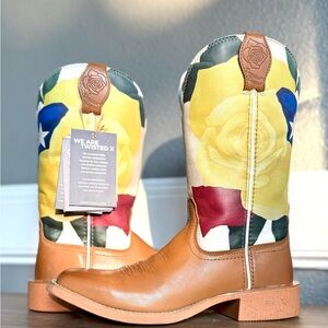 Twisted X Yellow Floral Leather Boots- women’s size 7.5, brand new! NWT
